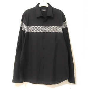 Mens Black Party Wedding  Shirt with Design at Chest - NWOT
